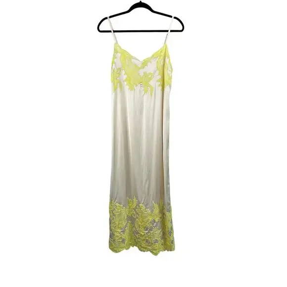 Topshop | Dresses | Topshop Sleeveless Satin And Lace Cami Midi Slip Dress  Ivory Yellow Small8 Nwt | Poshmark